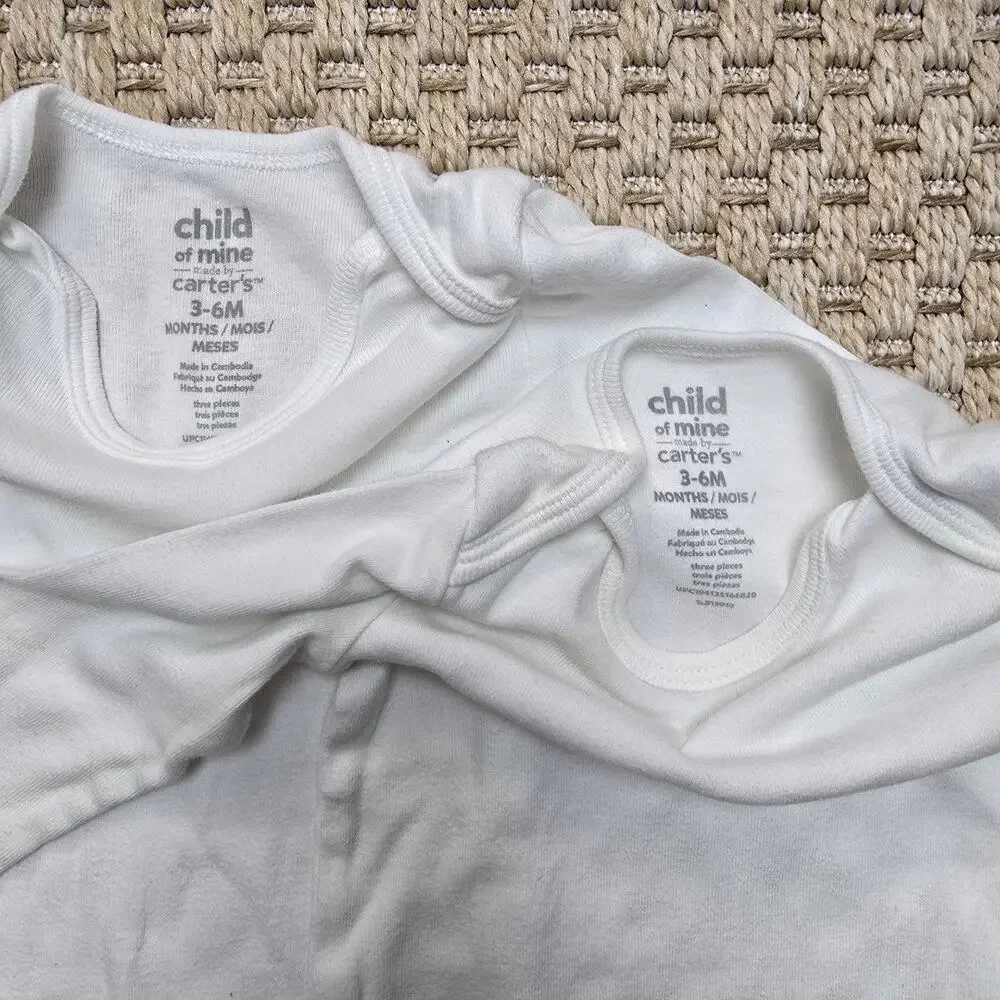 Carters 3-6M Baby Girl longsleeve white oncie pair set Fall Winter